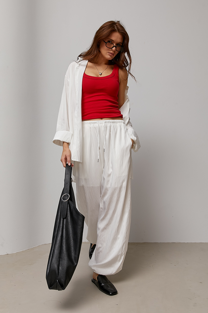 Однотонний костюм із сорочкою та штанами  Ls-1363