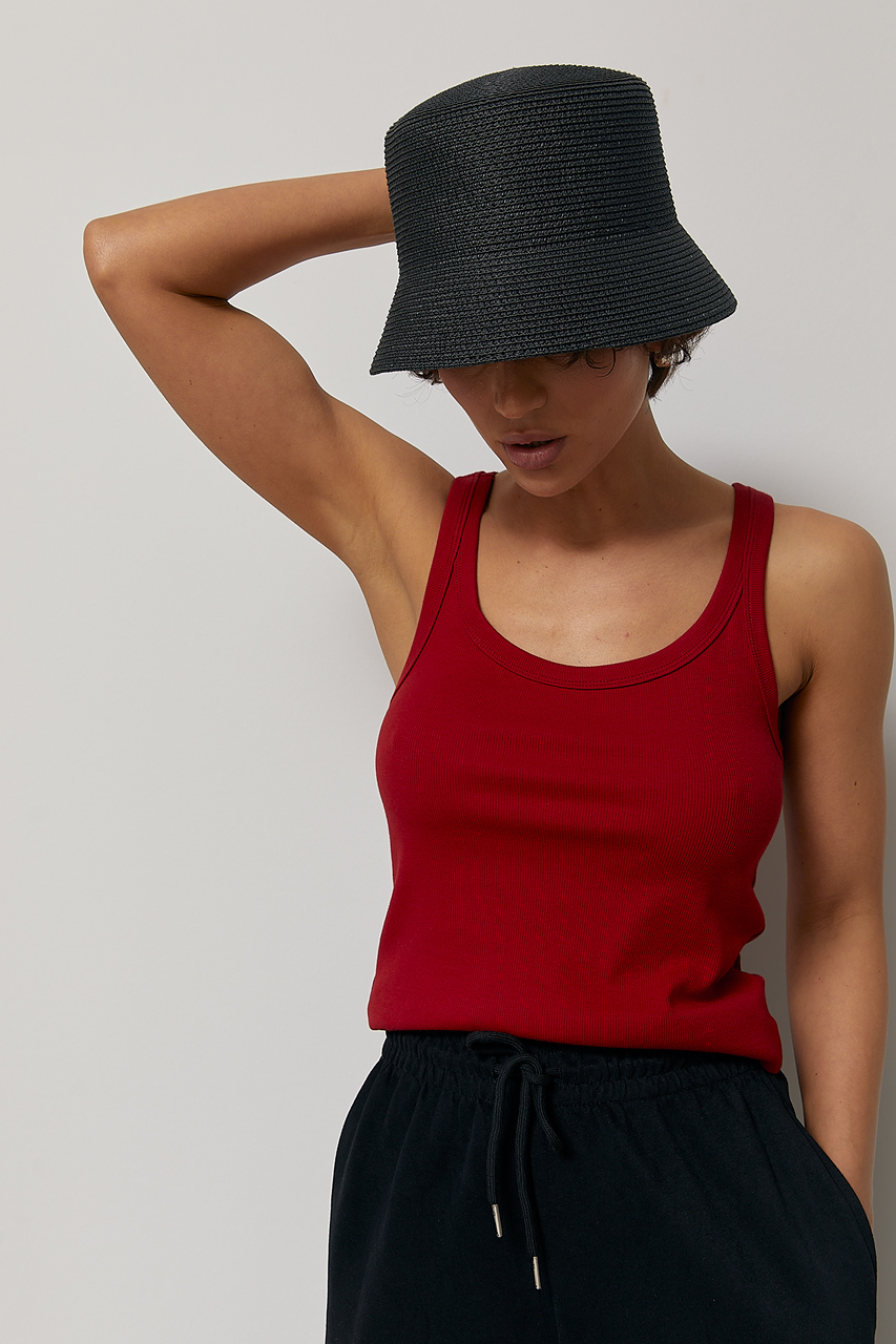 Однотонна трикотажна майка в рубчик  Ls-1492