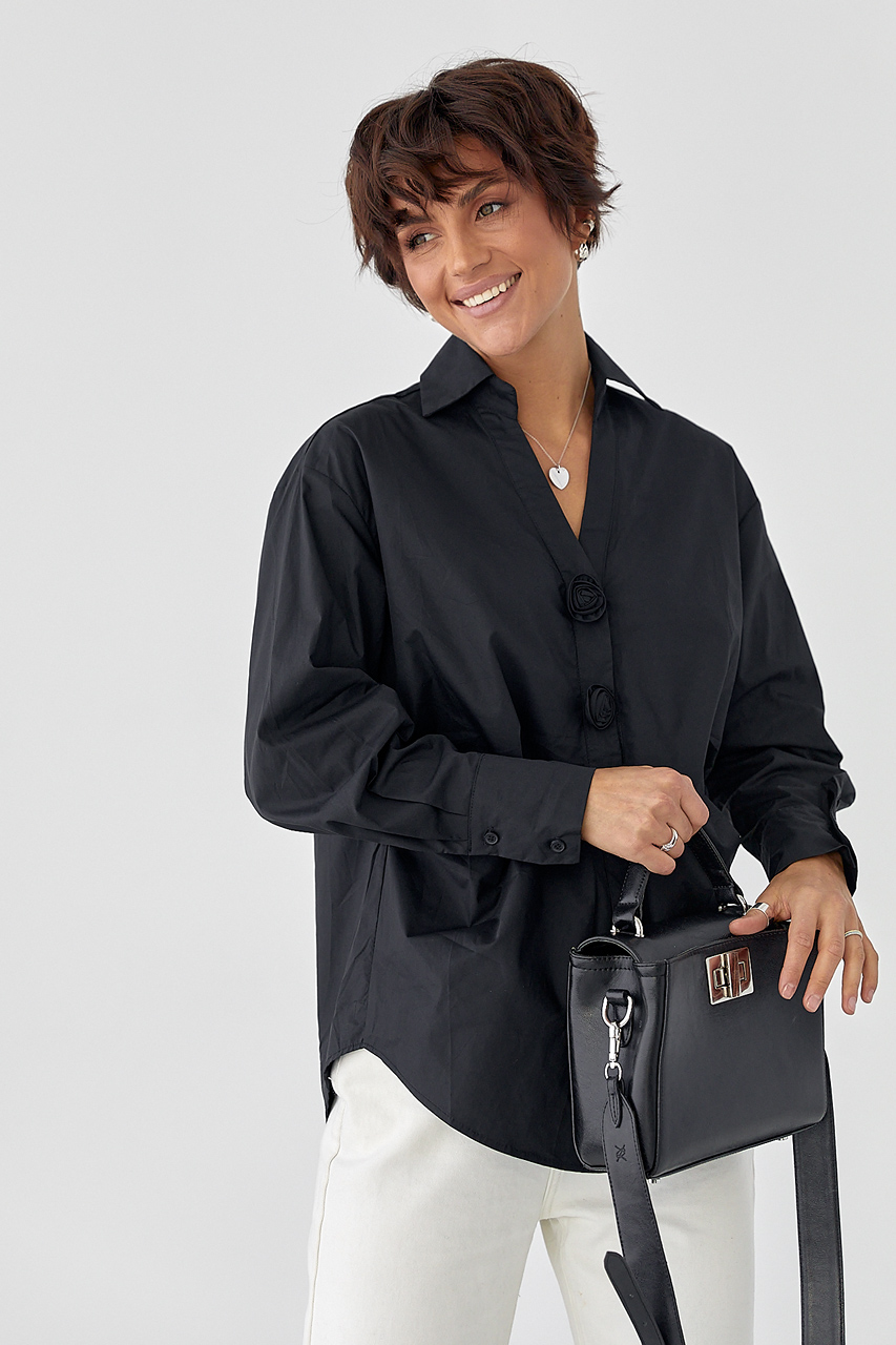 Класична сорочка з трояндами на ґудзиках  Ls-1563