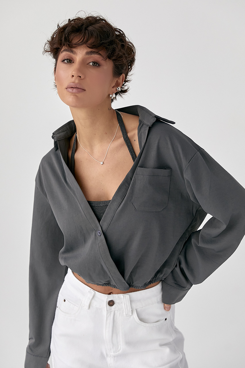 Коротка сорочка у комплекті з майкою в рубчик  Ls-1572