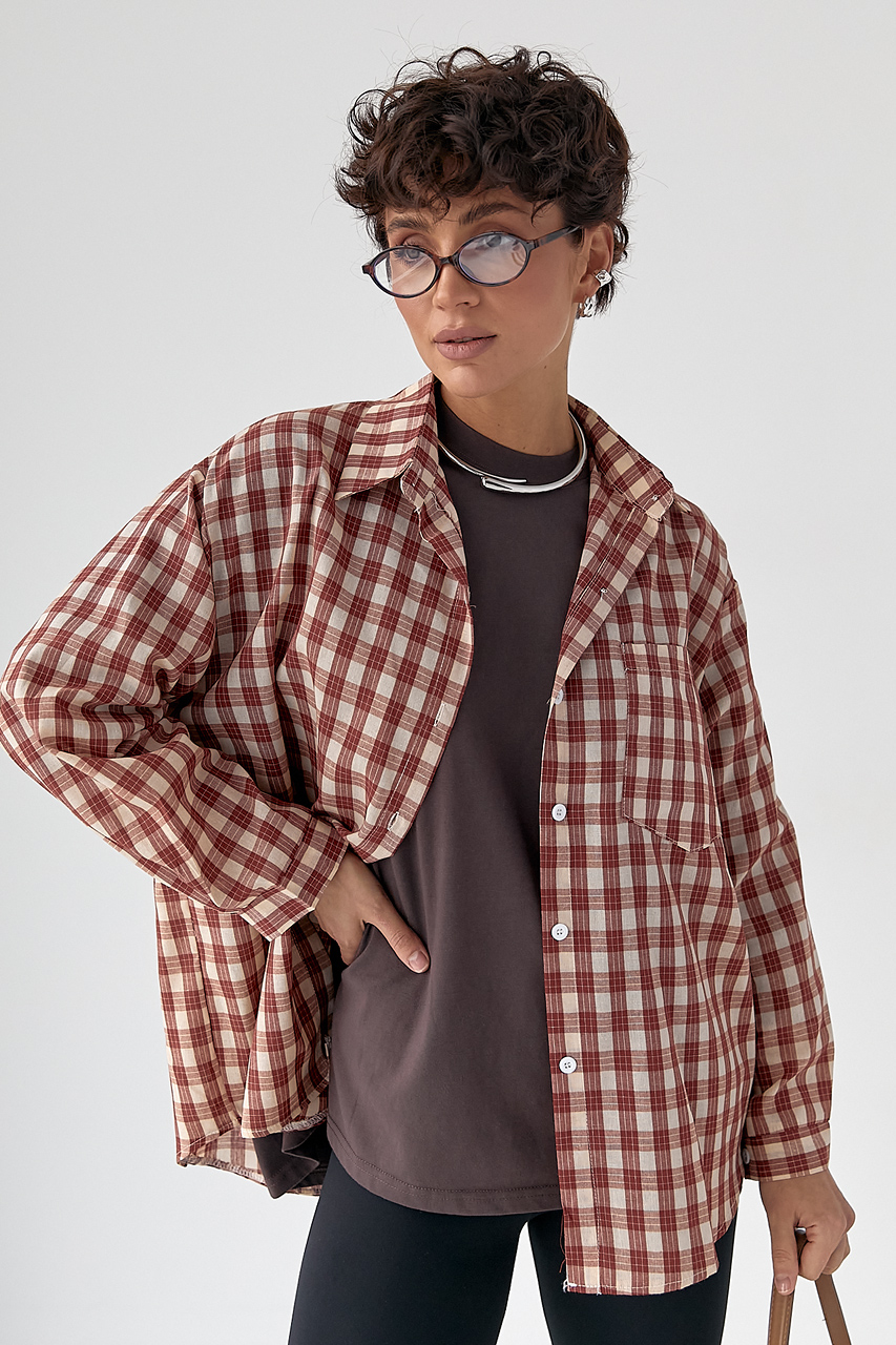Класична сорочка в дрібну клітинку  Ls-1573