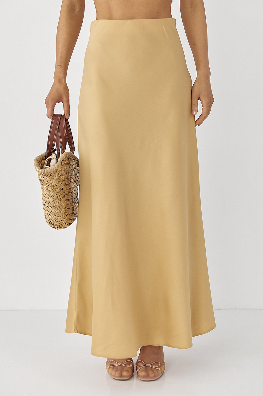 Атласна однотонна довга спідниця