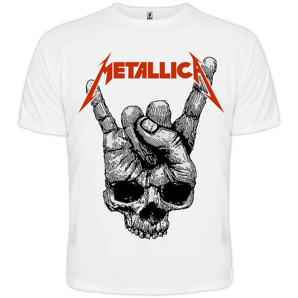 Футболка Metallica (Skull Sign of the Horns) (біла футболка)