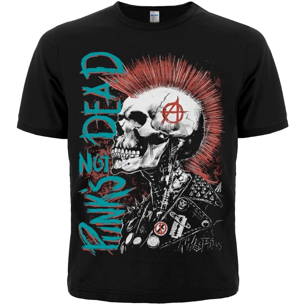Футболка Punk's Not Dead (скелет с ирокезом)
