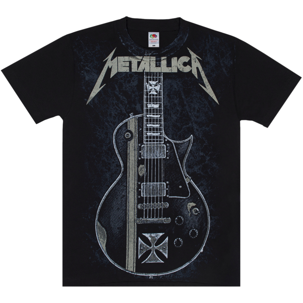 Футболка Full print Metallica (James Hetfield guitar ESP Iron Cross) black t-shirt (EU-P)