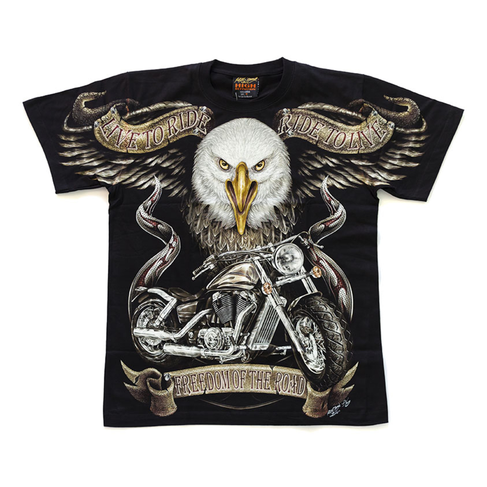 Футболка Орел с мотоциклом (Harley-Davidson) светится в темноте