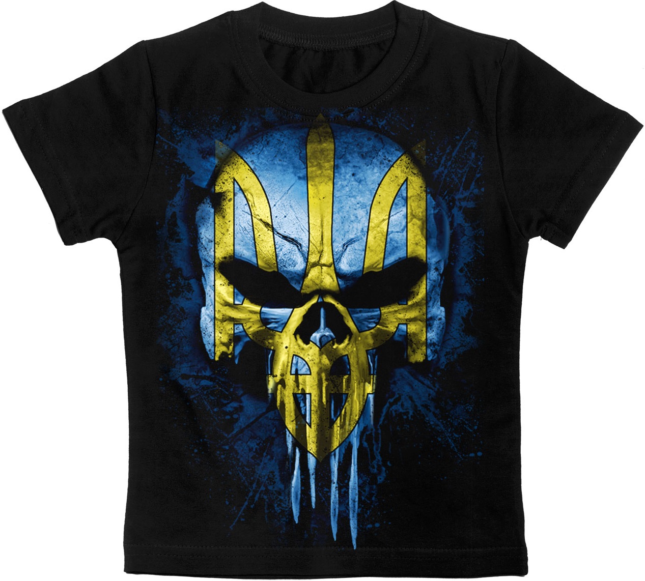 Дитяча футболка Череп (Punisher) із Тризубом (жовто-блакитний)