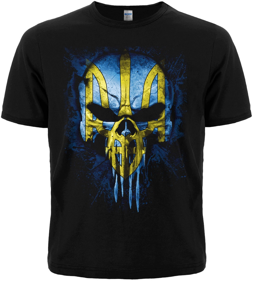 Футболка Череп (Punisher) із Тризубом (жовто-блакитний)  RW-21571