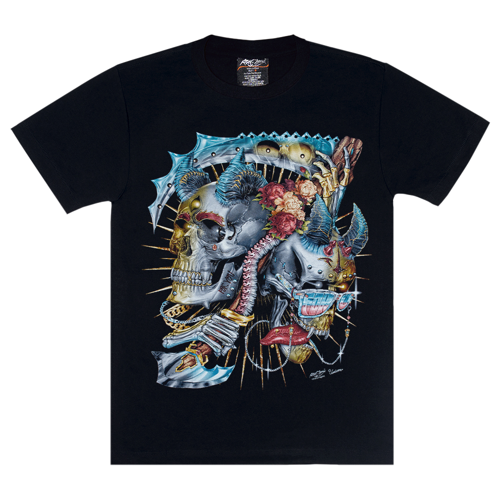 Футболка Two glamorous demon skulls (3D, світиться в темряві)