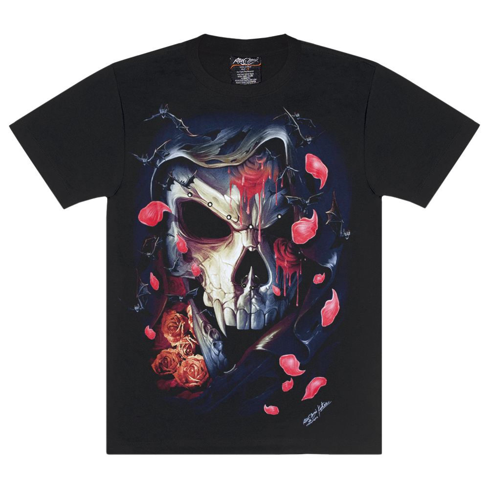 Футболка Vampire Skull with Rose Petals (3D, світиться в темряві)