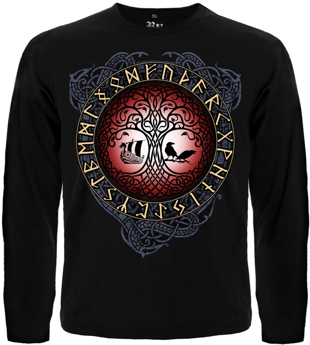Футболка с длинным рукавом Дерево Жизни (Рунический компас Вегвизир)  RW-21379