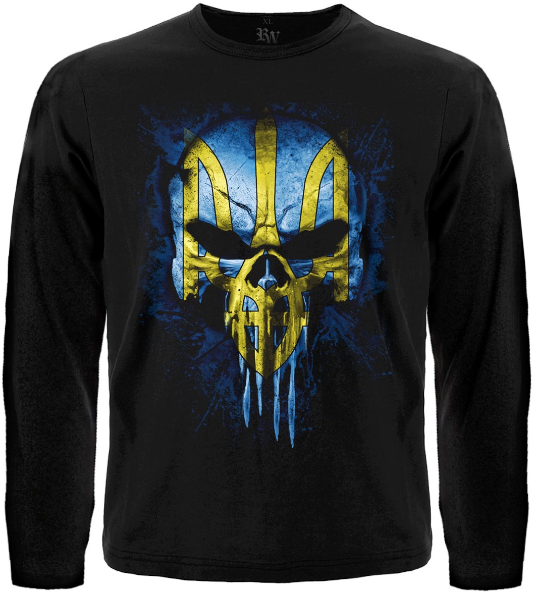 Футболка з довгим рукавом Череп (Punisher) із Тризубом (жовто-блакитний)