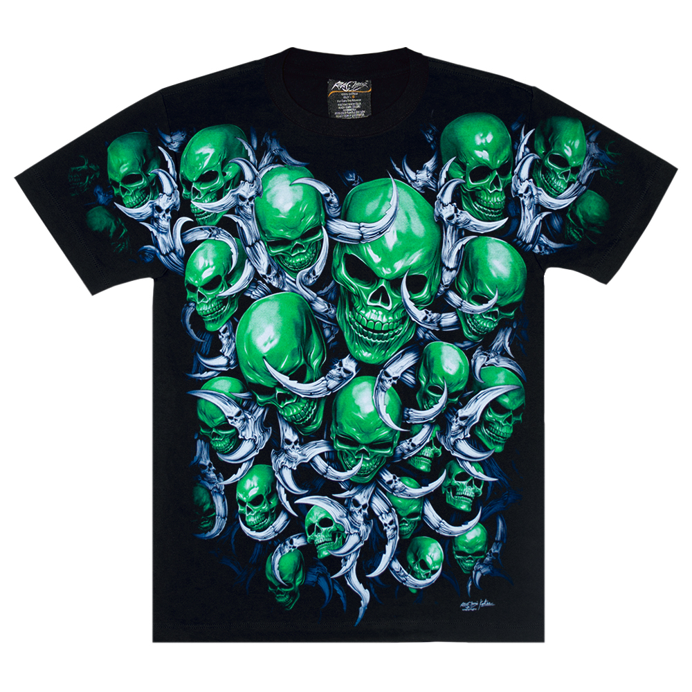 Футболка Green Skulls (світиться в темряві)