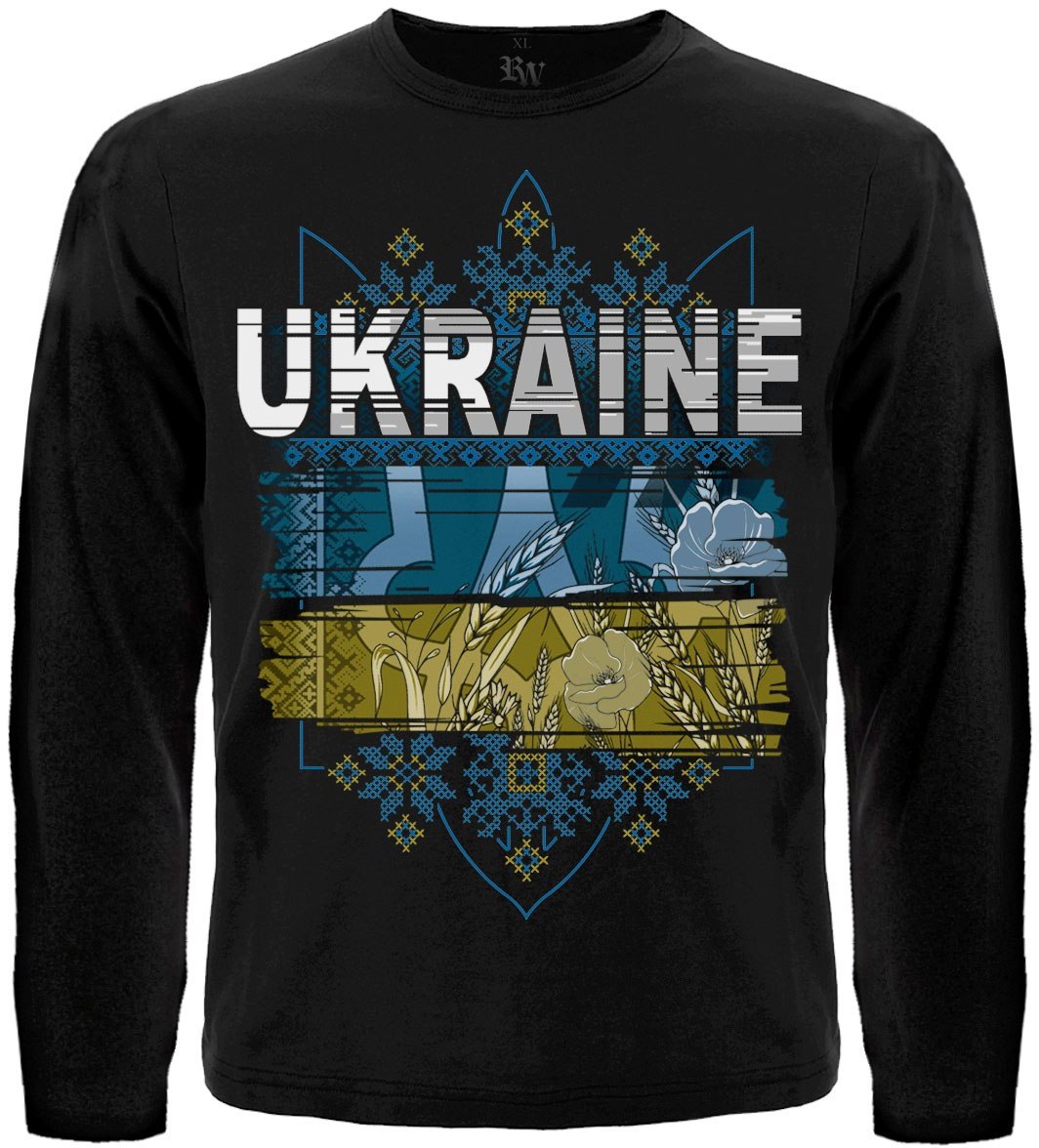 Футболка з довгим рукавом Ukraine (Тризуб достатку)