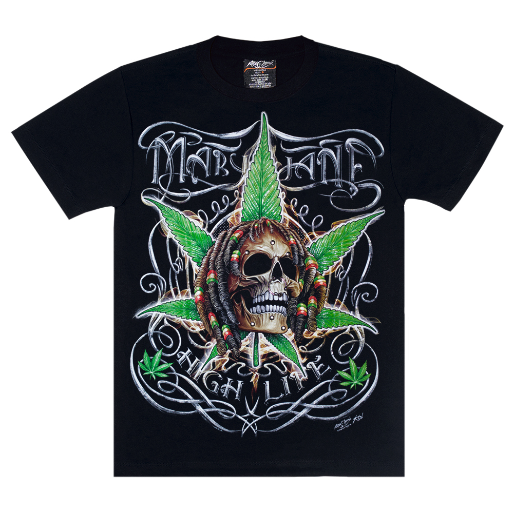 Футболка High Life (rasta skull) (3D, світиться в темряві)