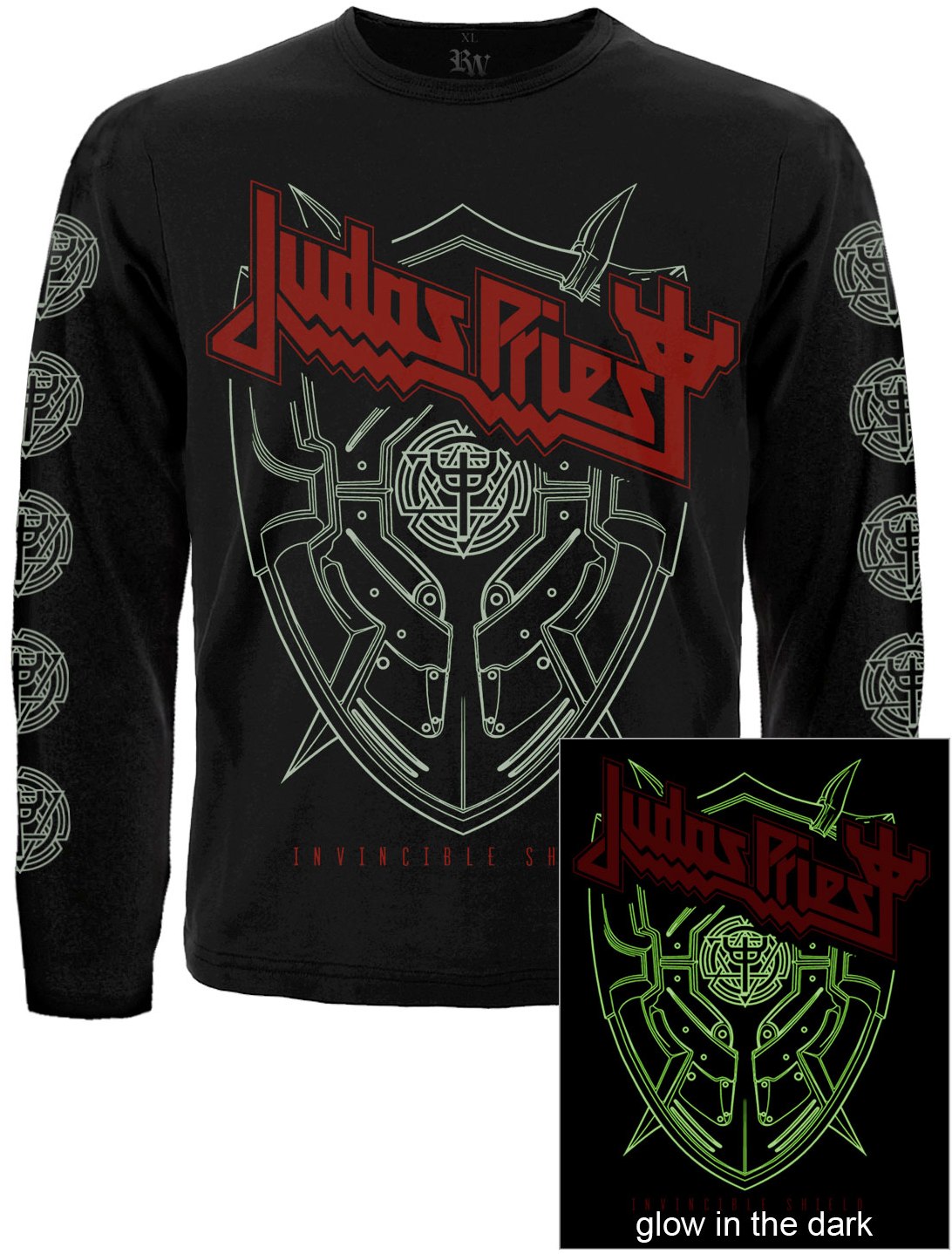 Футболка з довгим рукавом Judas Priest "Invincible Shield" (світиться в темряві)