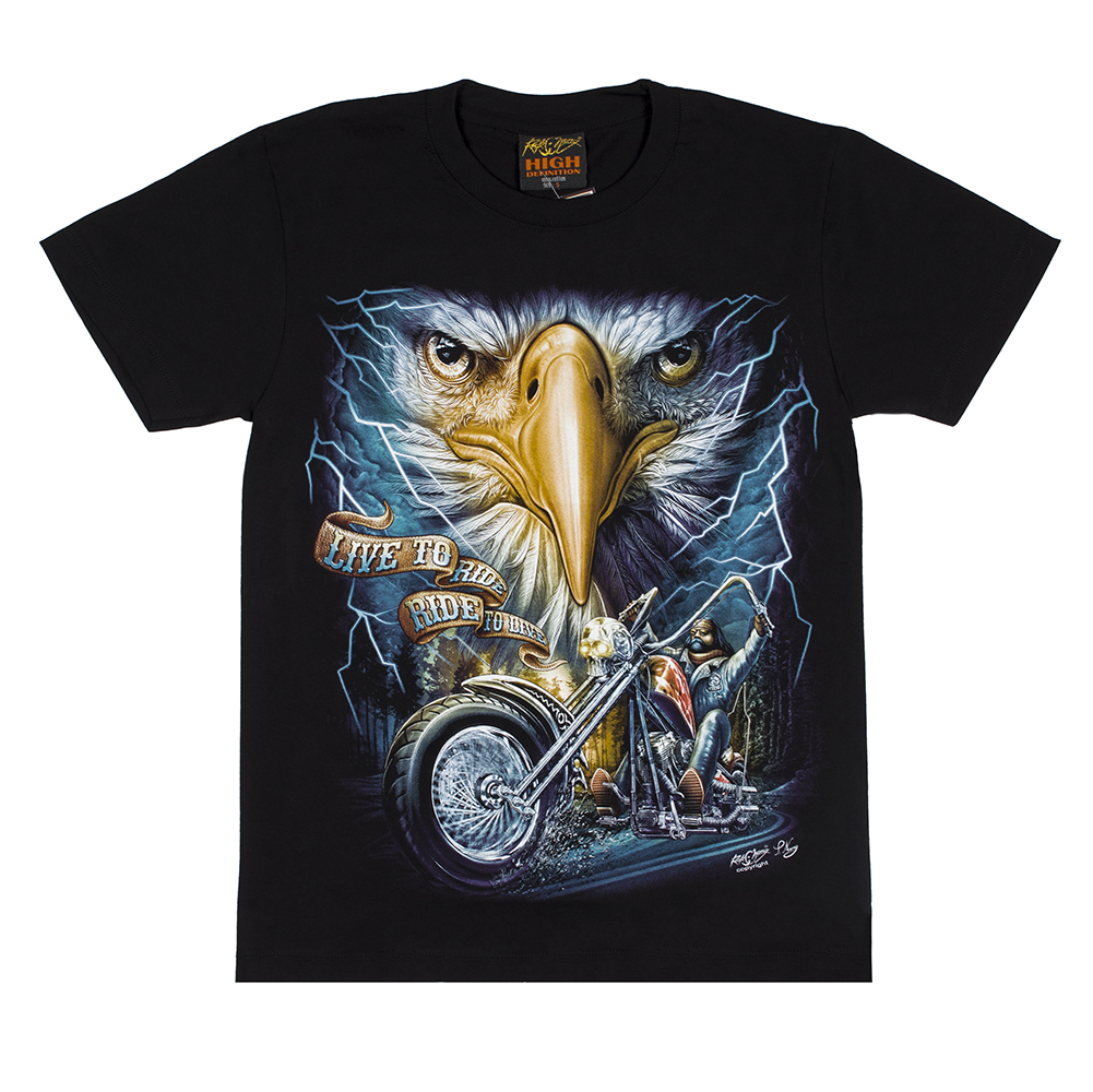 Футболка Орел "Live To Ride, Ride To Live" (светится в темноте)