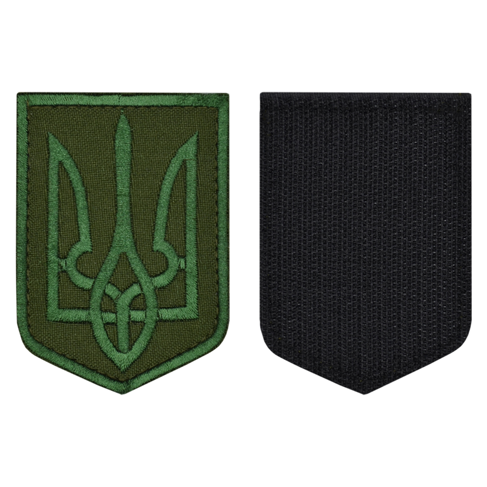 Нашивка на липучці Герб України (зелений Тризуб, олива)