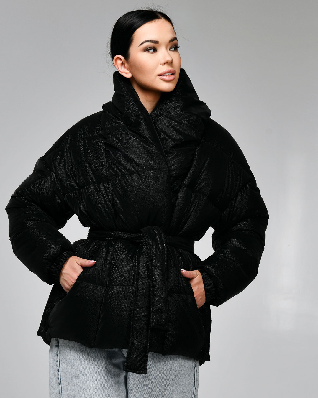 Зимова куртка LS-8881-81, (Чорний в краплю)