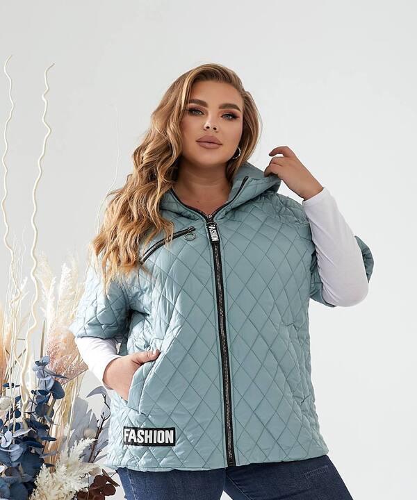 Жилетка женская утепленная стеганая с капюшоном из плащевки лаке на синтепоне 150 г/м²