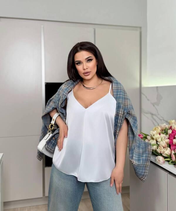 Майка женская из шелка армани с тонкими бретелями весенняя летняя