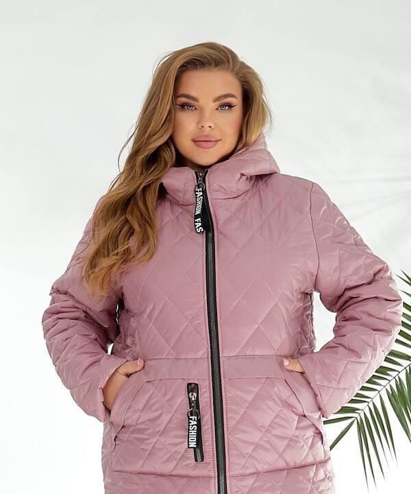 Куртка женская стёганая с капюшоном из плащевки Лаке на синтепоне весенняя