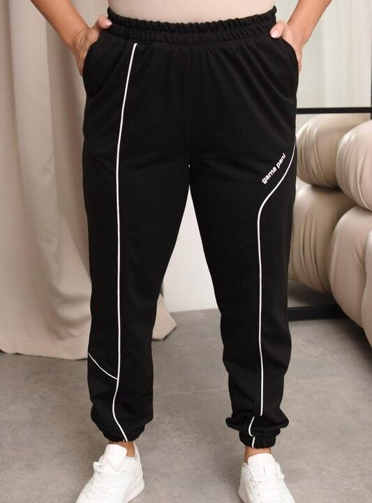 Спортивные женские штаны двухнитка с лампасами для весенне-летнего сезона 