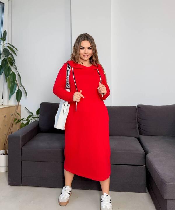 Платье-худи женское весеннее из двунитки спортивного стиля