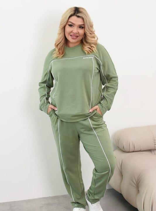 Спортивный костюм женский из трехнитки с декоративными строчками весенне-летний