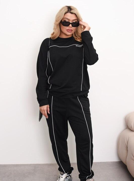 Спортивный костюм женский из трехнитки с декоративными строчками весенне-летний