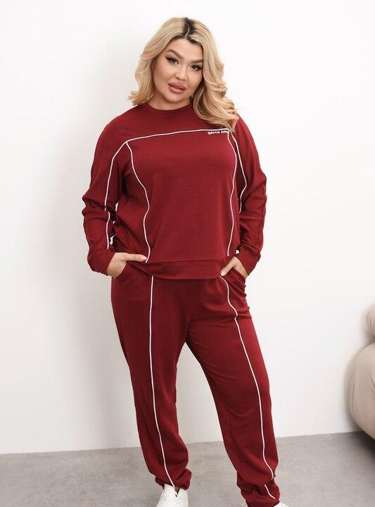 Спортивный костюм женский из трехнитки с декоративными строчками весенне-летний