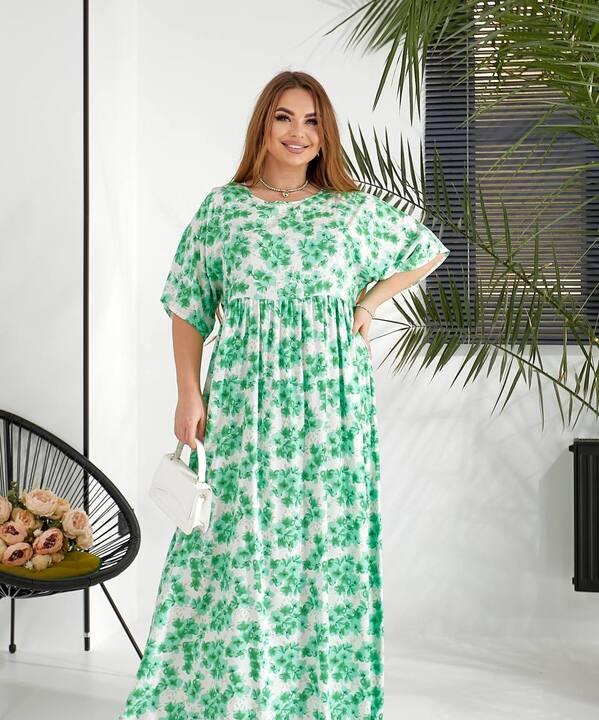 Платье-трапеция женское из штапеля с коротким рукавом и цветочным принтом весенне-летнее
