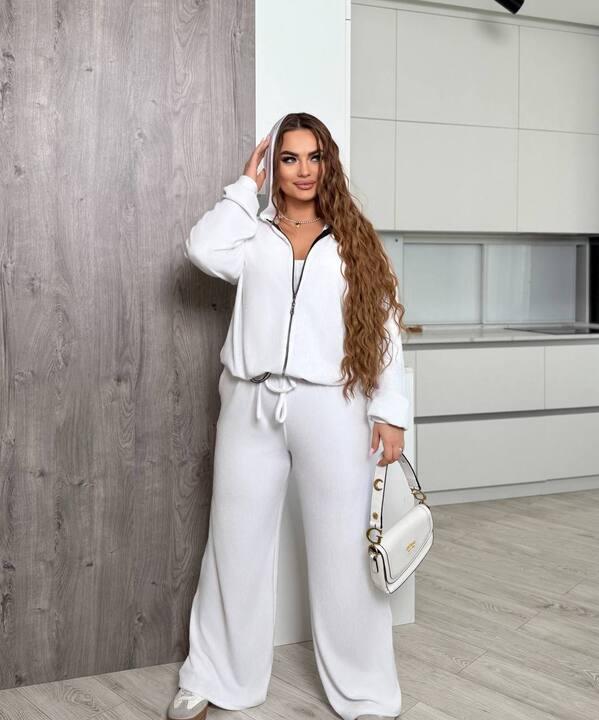 Спортивный костюм женский велюровый плюшевый с капюшоном и прямыми штанами весенне-летний