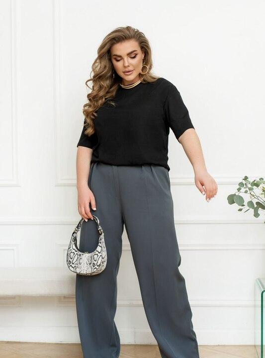 Брюки женские палаццо из костюмной ткани с высокой посадкой и боковыми карманами осенние