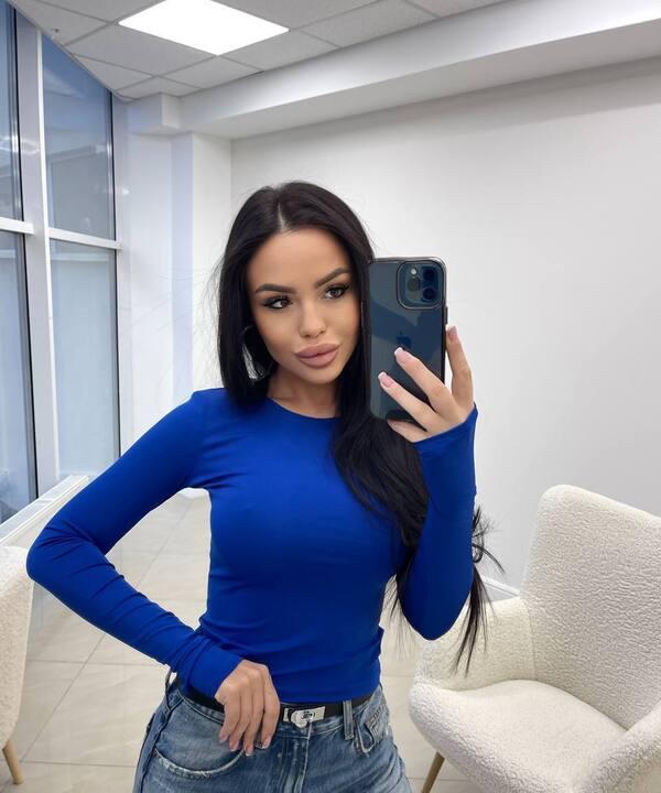 Лонгслив женский из микродайвинга с длинным рукавом и разрезом под палец осенний