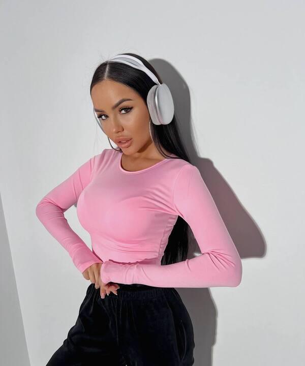 Лонгслив женский из микродайвинга с длинным рукавом и разрезом под палец осенний