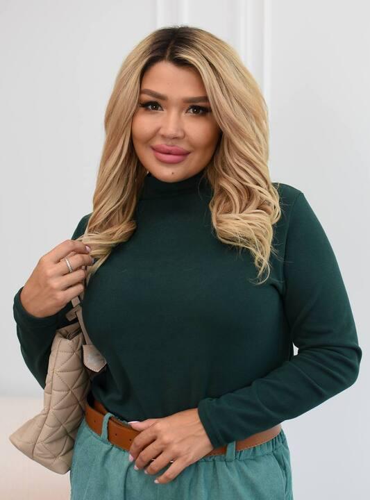 Гольф женский зелёный базовый из ткани пума с высоким горлом осенний