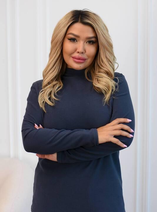 Гольф женский графитовый базовый из ткани пума с высоким горлом осенний