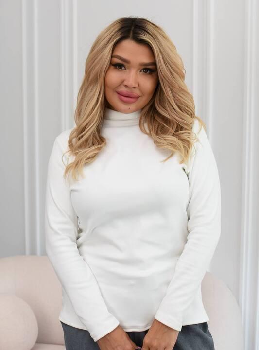 Гольф женский белый базовый из ткани пума с высоким горлом осенний