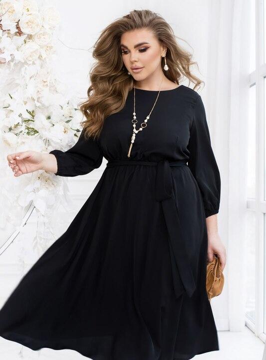 Платье женское из облегченной костюмки Армани миди с поясом и рукавами 7/8 осеннее