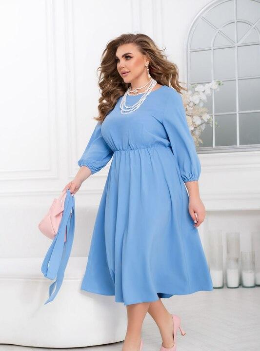 Платье женское из облегченной костюмки Армани миди с поясом и рукавами 7/8 осеннее