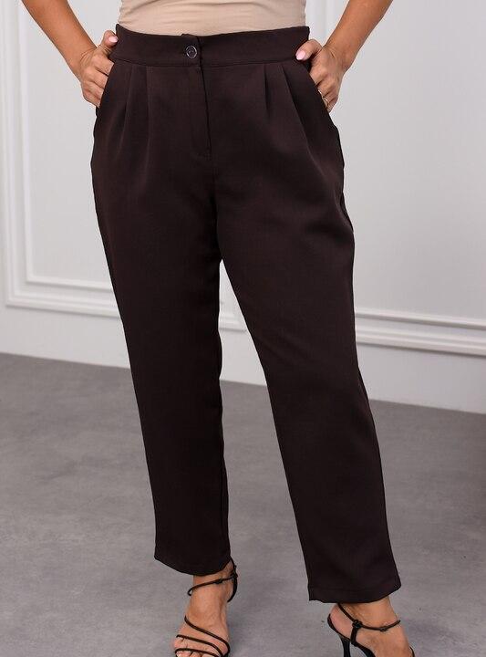 Брюки женские классические коричневые из костюмной ткани прямого кроя осенне-зимние