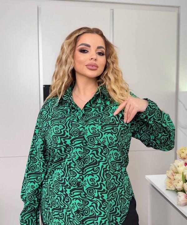 Рубашка женская из софта с графическим принтом и длинным рукавом осенне-зимняя