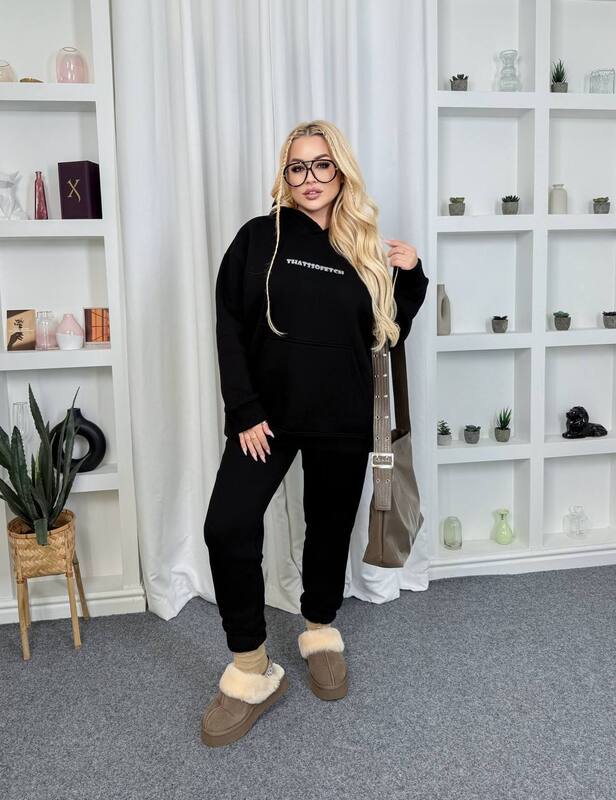 Спортивный костюм женский из трёхнитки на флисе: худи с капюшоном и брюки оверсайз осенний зимний