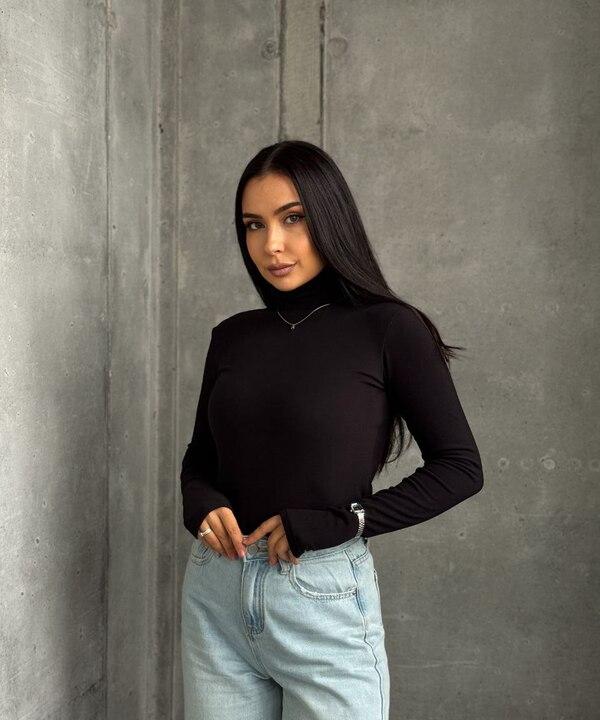 Лонгслив женский базовый термо из эластичной ткани пума с высоким горлом осенне-зимний