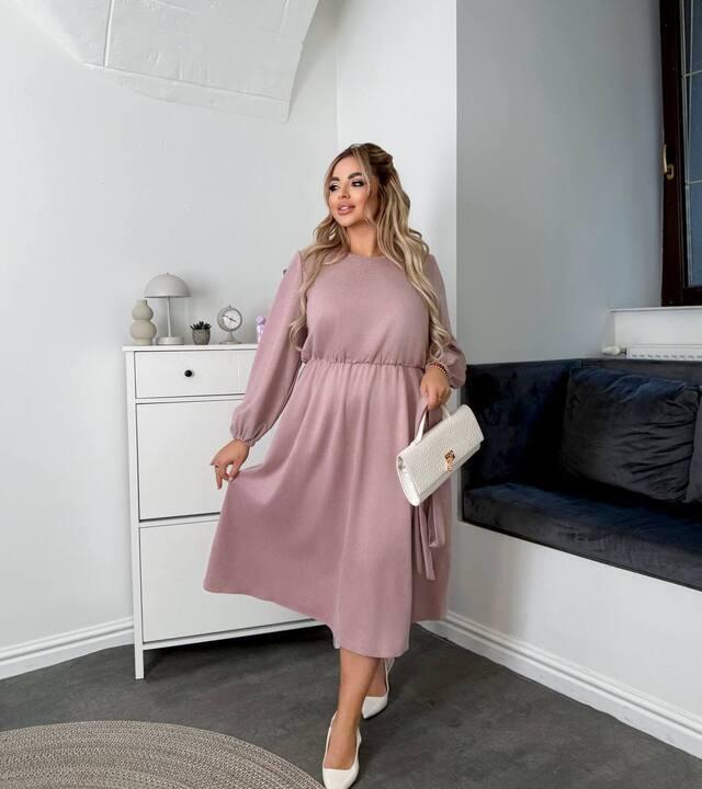 Платье-трапеция женское из замши диагональ с длинными рукавами осеннее зимнее