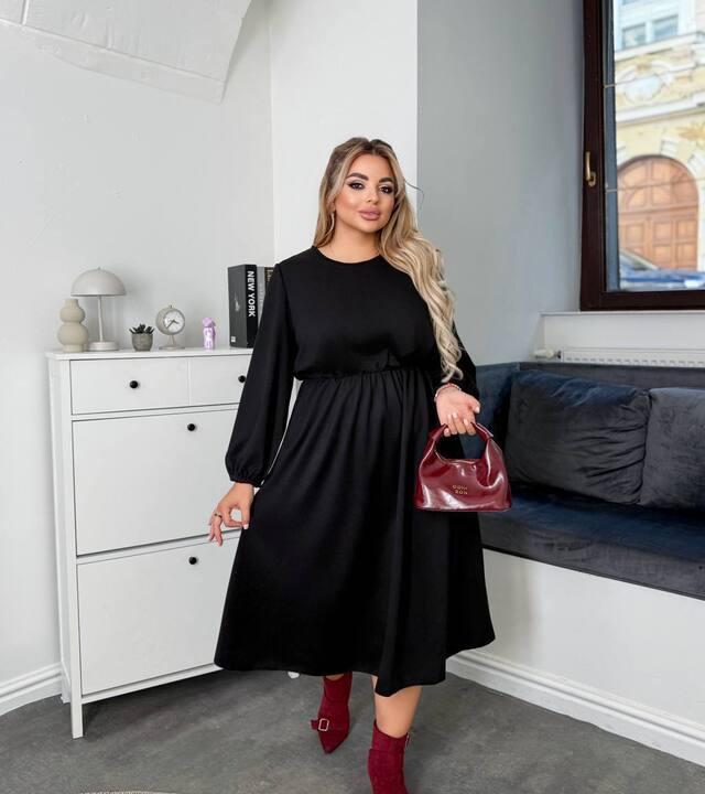 Платье-трапеция женское из замши диагональ с длинными рукавами осеннее зимнее