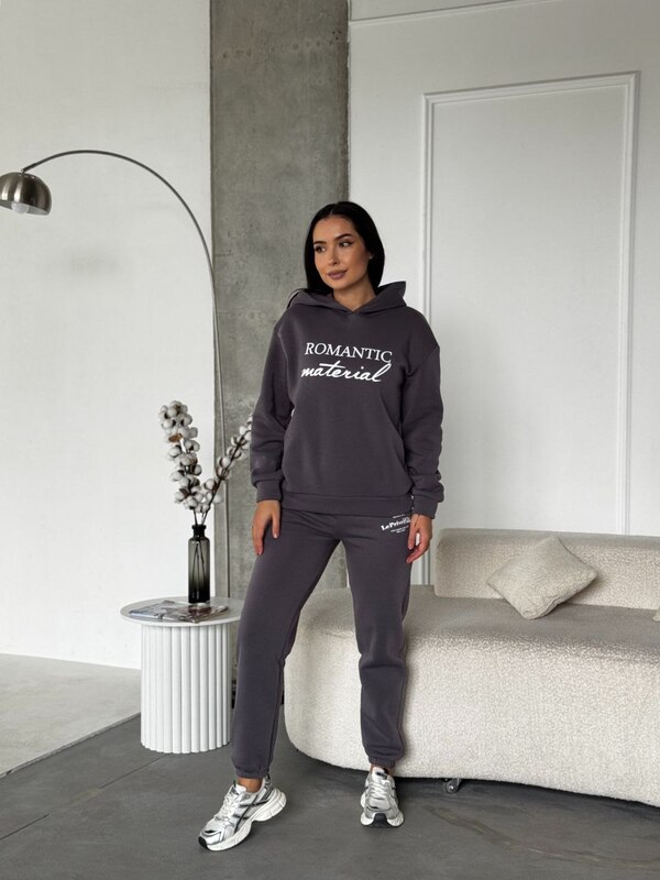 Женский спортивный костюм из трёхнитки с начёсом утеплённый худи и джоггеры осенний зимний