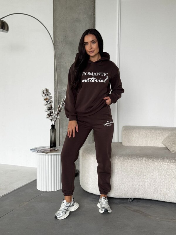 Женский спортивный костюм из трёхнитки с начёсом утеплённый худи и джоггеры осенний зимний