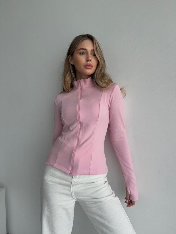 Термокофта женская приталенного кроя на молнии из ткани пума осенне-зимняя